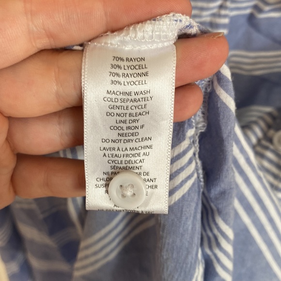 Blue and White Striped Sleeveless Blouse - XS - Picture 4 of 5